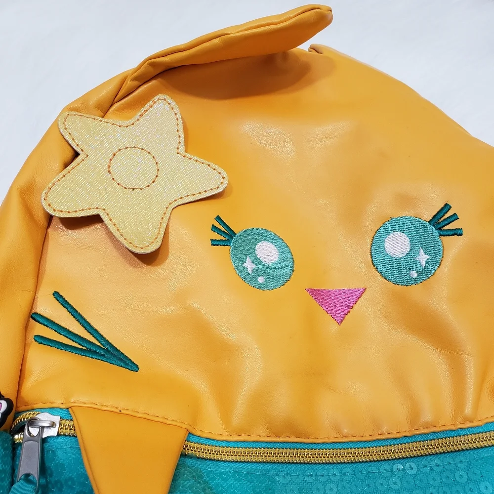 Meowgical cat mermaid sequin backpack